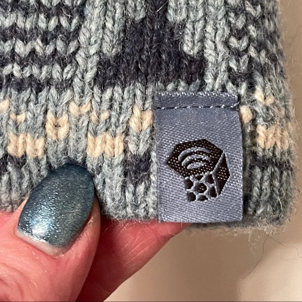 MOUNTAIN HARDWARE Belay Beanie Fair Isle Knit Pom Cap Nordic Ski Wool